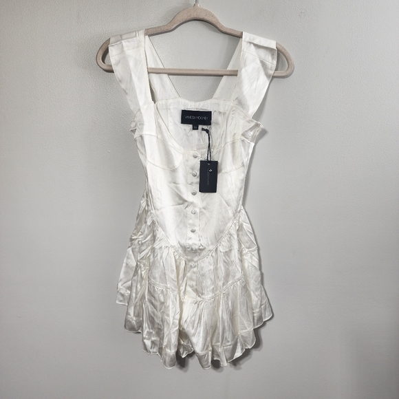 NWT Vanessa Mooney Elisabeth Romper Dress in White Silk - Picture 6 of 8